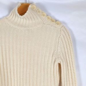 Banana Republic Ivory Buttoned Turtleneck Sweater